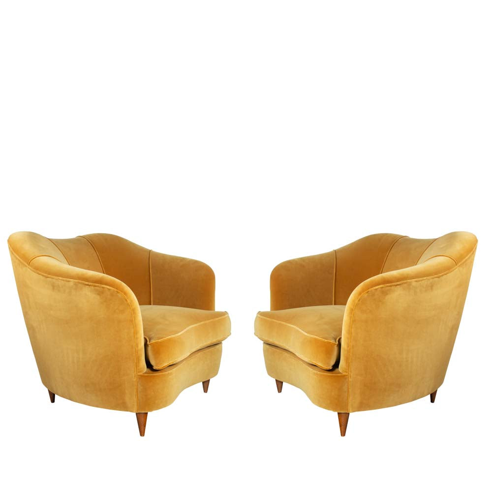 1940s Velvet Armchairs by Gio Ponti for Casa Giardino