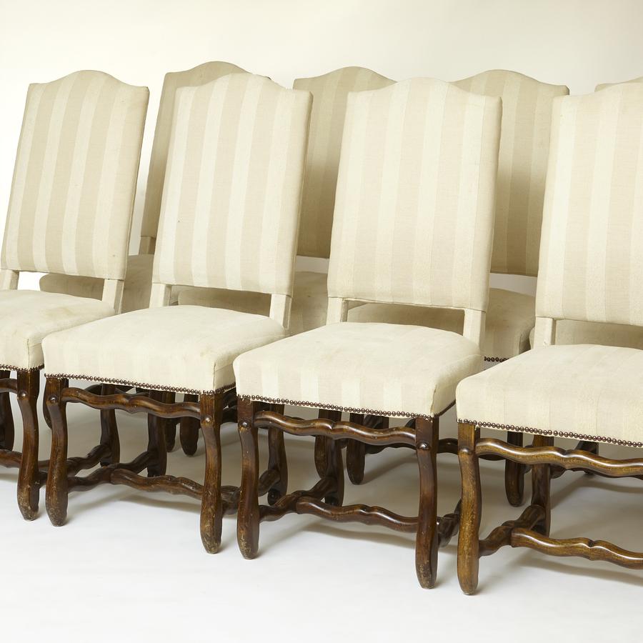 Set of 8 french ' Os de Mouton ' high back oak dinning chairs