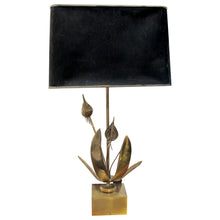 Load image into Gallery viewer, 1970s Belgian, solid bronze floral table lamp sculpture in the style of Willy Daro
