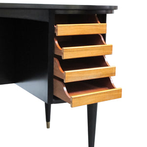 1950s Danish ebonised kidney shaped desk by designer kai Kristiansen