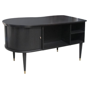 1950s Danish ebonised kidney shaped desk by designer kai Kristiansen