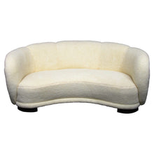 Load image into Gallery viewer, 1930s Danish curved sofa, newly upholstered in a lamb fabric
