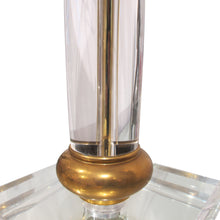 Load image into Gallery viewer, 1970s Italian cylindrical Lucite and brass pair of table lamps

