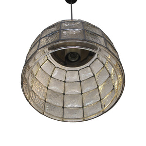 1960s German single large bell-shaped pendant light by Glashütte Limburg