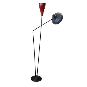 Mid-century Italian floor lamp with two painted reflector shades