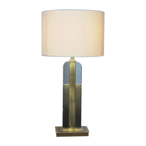 1970s Italian pair of Lucite and brass table lamps