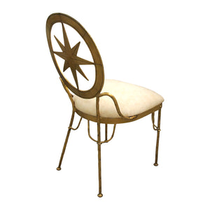 Mid-century Italian set of four gilt metal star dining chairs