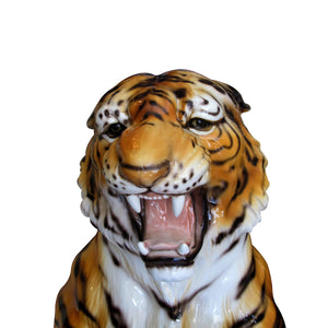 1980s Italian large ceramic sculpture of a standing up tiger
