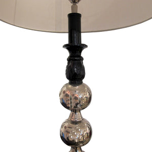 1960s French pair of bulbous chrome table/floor lamps