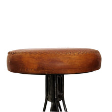 Load image into Gallery viewer, Mid-Century Spanish Set Of 6 Wrought Iron And Stitched Leather Stools
