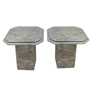 Italian Mid-Century Pair Of Square Octagonal Side Tables