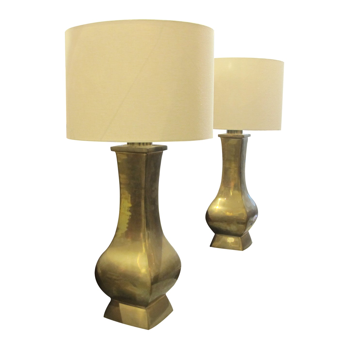 1950s French Monumental Pair Of Bronze Table Lamps