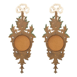 1950S Italian Pair Of Giltwood Wall Sconces With Mirror
