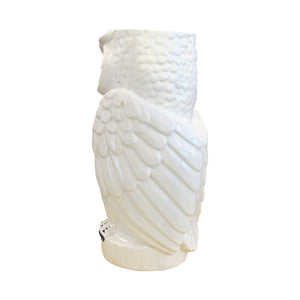 1960s Continental Large White Glaze Ceramic Vase/Umbrella Stand In The Shape Of An Owl
