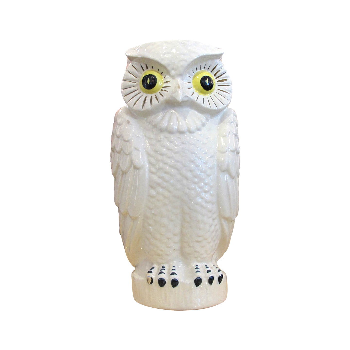1960s Continental Large White Glaze Ceramic Vase/Umbrella Stand In The Shape Of An Owl