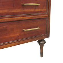 Load image into Gallery viewer, Large 1960s American Oak Tallboy with Brass Inlay by Vanleigh Furniture
