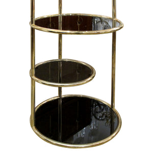 1970s Tall Circular Articulated Brass Shelving Unit, Belgian