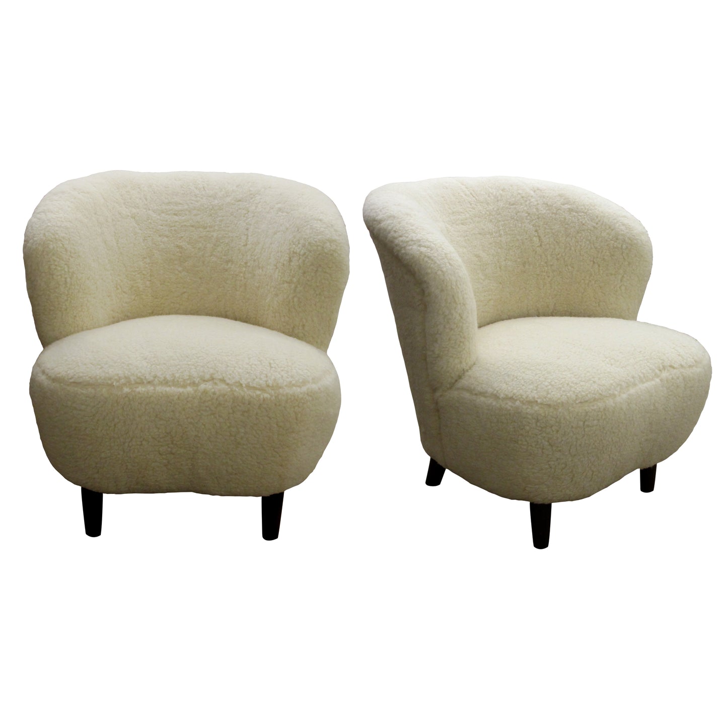 1940’s Finish Pair Of Lounge Armchairs Upholstered With A Lamb Mix Fabric