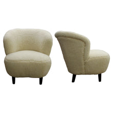Load image into Gallery viewer, 1940’s Finish Pair Of Lounge Armchairs Upholstered With A Lamb Mix Fabric
