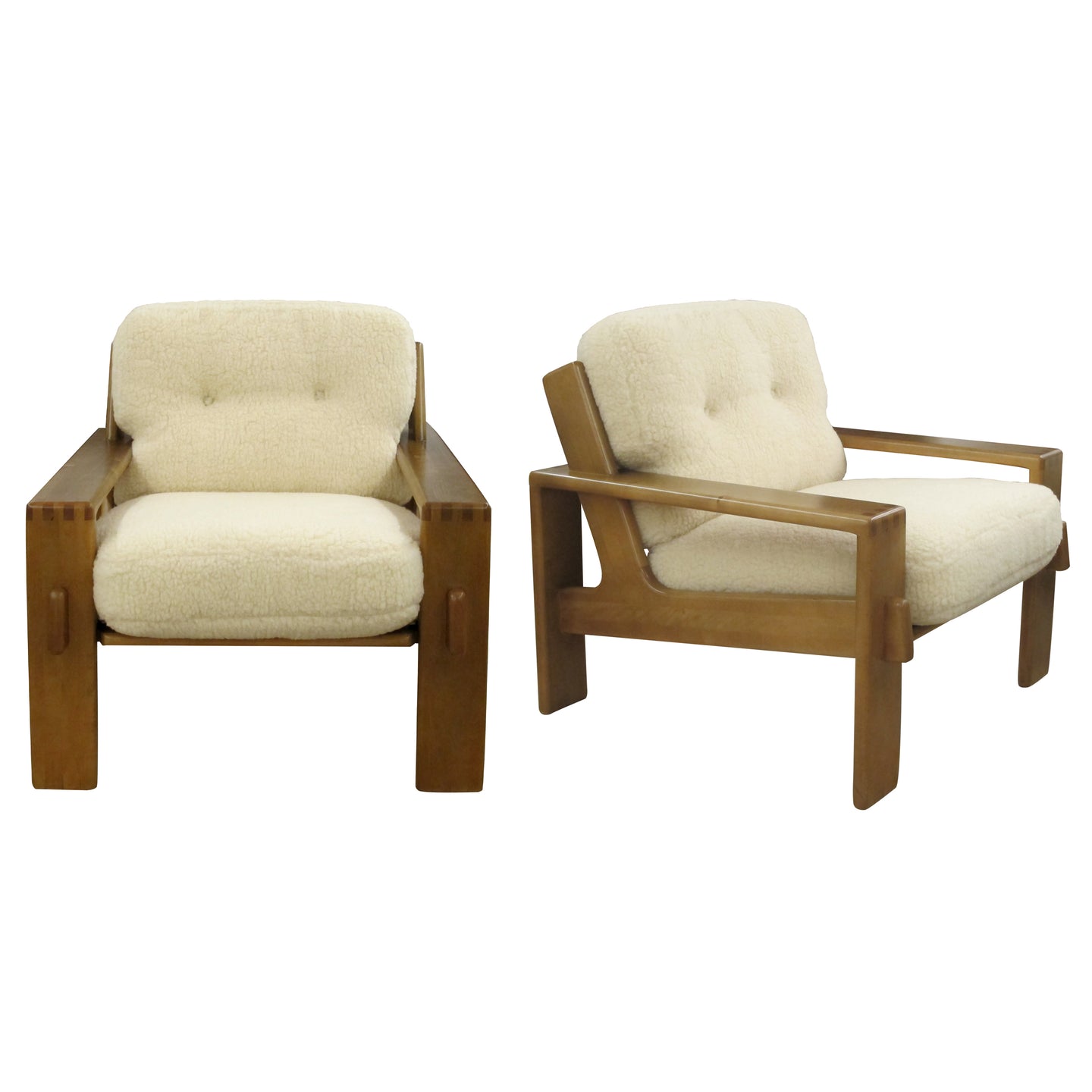 1970s Finnish Pair Of Armchairs With An Oak Frame