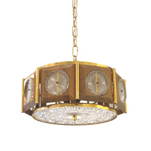 Load image into Gallery viewer, 1950’s Swedish Circular Brass Ceiling Light With Walnut Frame
