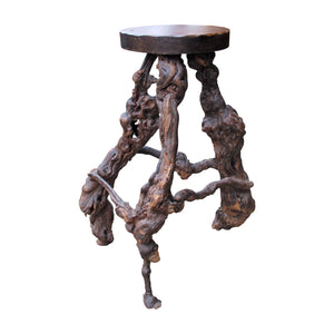 1950s French, Set Of 3 Twisted Grape-vine Roots Bar Stools
