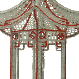 1990s Italian Custom-Made Hexagonal Beaded Pagoda Chandelier