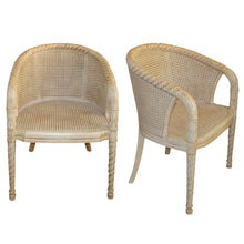Load image into Gallery viewer, 1960s French Pair of Cane Occasional Chairs with Hand-Carved Frame

