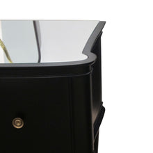 Load image into Gallery viewer, 1950s Swedish Black Bow Fronted Pair of Night Stands with Mirrored Top
