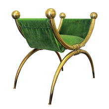 Load image into Gallery viewer, 1940s/50s Italian Pair of Brass Curule Stools with Scrolled Legs
