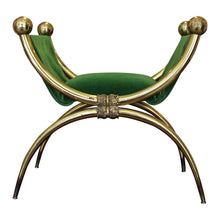 Load image into Gallery viewer, 1940s/50s Italian Pair of Brass Curule Stools with Scrolled Legs

