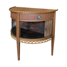Load image into Gallery viewer, 1950s French Pair of Demi Lune Side/End Tables with Tambour Doors

