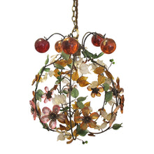 Load image into Gallery viewer, 1950s French Pair of Multi-Coloured Floral Ceiling Pendant Lights
