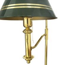 Load image into Gallery viewer, Swedish 1970s Pair of Brass and Metal Bracket Floor Lamps Green Shades
