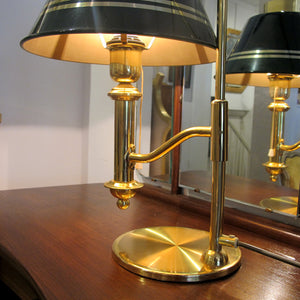 Swedish 1970s Large Brass Desk Table Lamp with Green Metal Shade