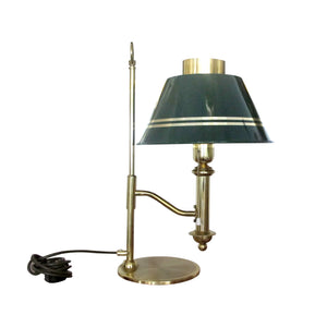Swedish 1970s Large Brass Desk Table Lamp with Green Metal Shade
