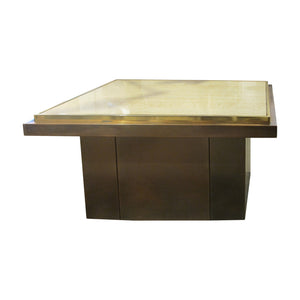 Italian 1970s Pair of Travertine Top Side Tables by Willy Rizzo