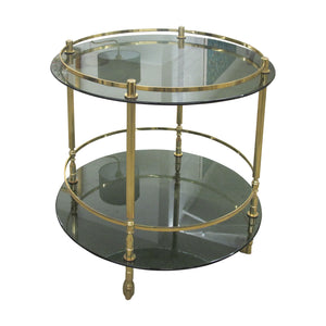 1960s Italian Two Tiers Brass and Smoked Glass Bar Cart