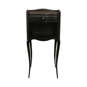 French, 1930s Pair of Black Tall Bedside Tables- Night Stands