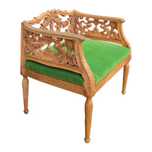 Load image into Gallery viewer, Early 1900s Swedish Pair of Armchairs with Carved Frame and Green Mohair Seats
