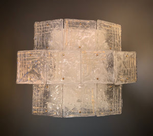Pair of Italian glass panel lights by Angelo Brotto