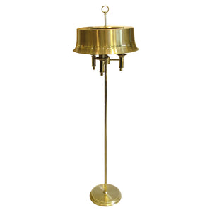 1970s Swedish Pair of Brass Floor Lamps With Brass Large Metal Shades