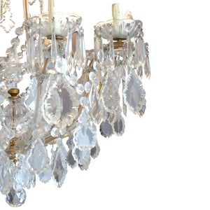 1950s Large Marie Therese 10 Branch Crystal Chandelier, French