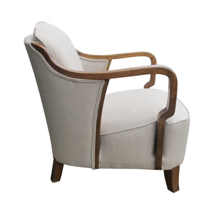 1930S Swedish Art Deco Single Armchair Newly Upholstered with Oak Frame
