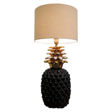Load image into Gallery viewer, 1970s Large Ceramic Black and Gold Pineapple French Lamp, Maison Lancel
