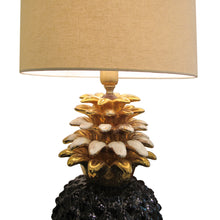 Load image into Gallery viewer, 1970s Large Ceramic Black and Gold Pineapple French Lamp, Maison Lancel
