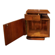 Load image into Gallery viewer, French 1930s Pair of Walnut Art Deco Bedside Tables-Nightstands
