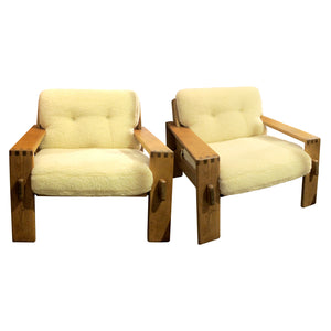 1970s Finnish Pair Of Armchairs With An Oak Frame Newly Upholstered