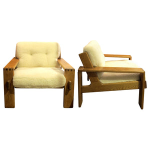 1970s Finnish Pair Of Armchairs With An Oak Frame Newly Upholstered