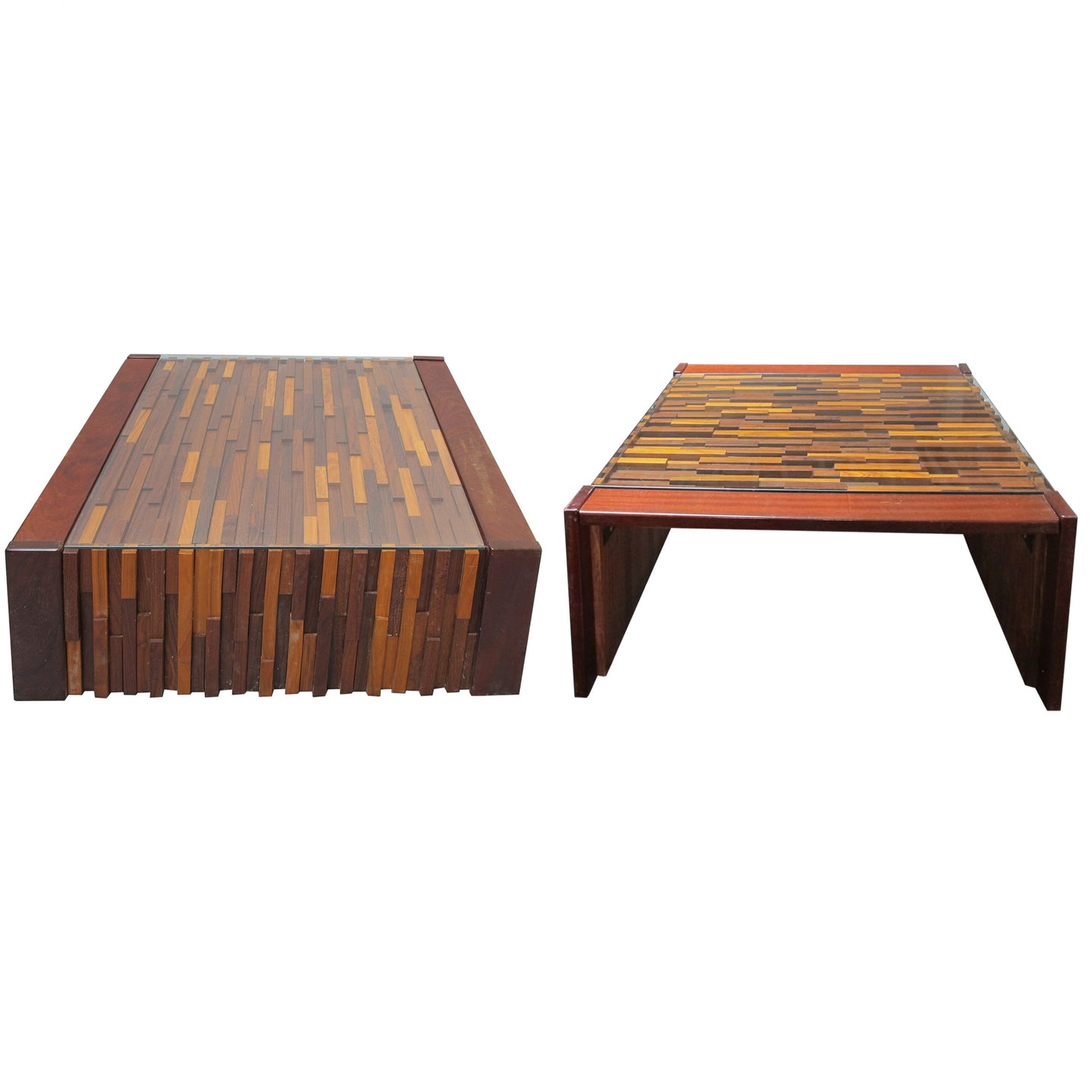Jacaranda wood side tables by Parcival Lafer with folding mechanism